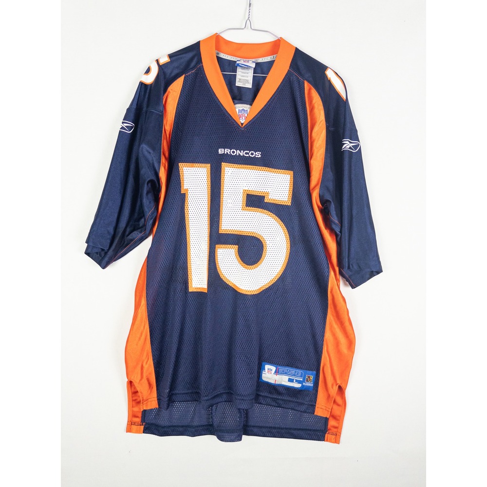 Reebok NFL Denver Broncos #15 Football Jersey Mens L Navy Orange Vintage